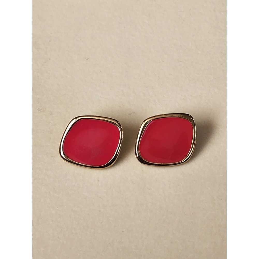65+ Yr Old BERGERE Signed Hot Pink Enamel Earrings Gold Tone FREE $HIPPING!!